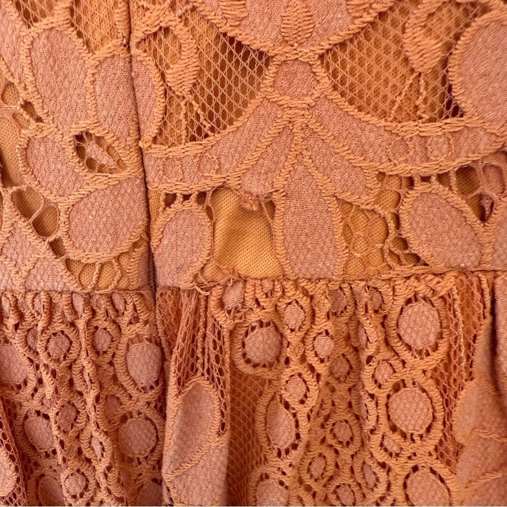 Boohoo Burnt Orange Long Sleeves Lace MiniDress Size 8 - Picture 7 of 7